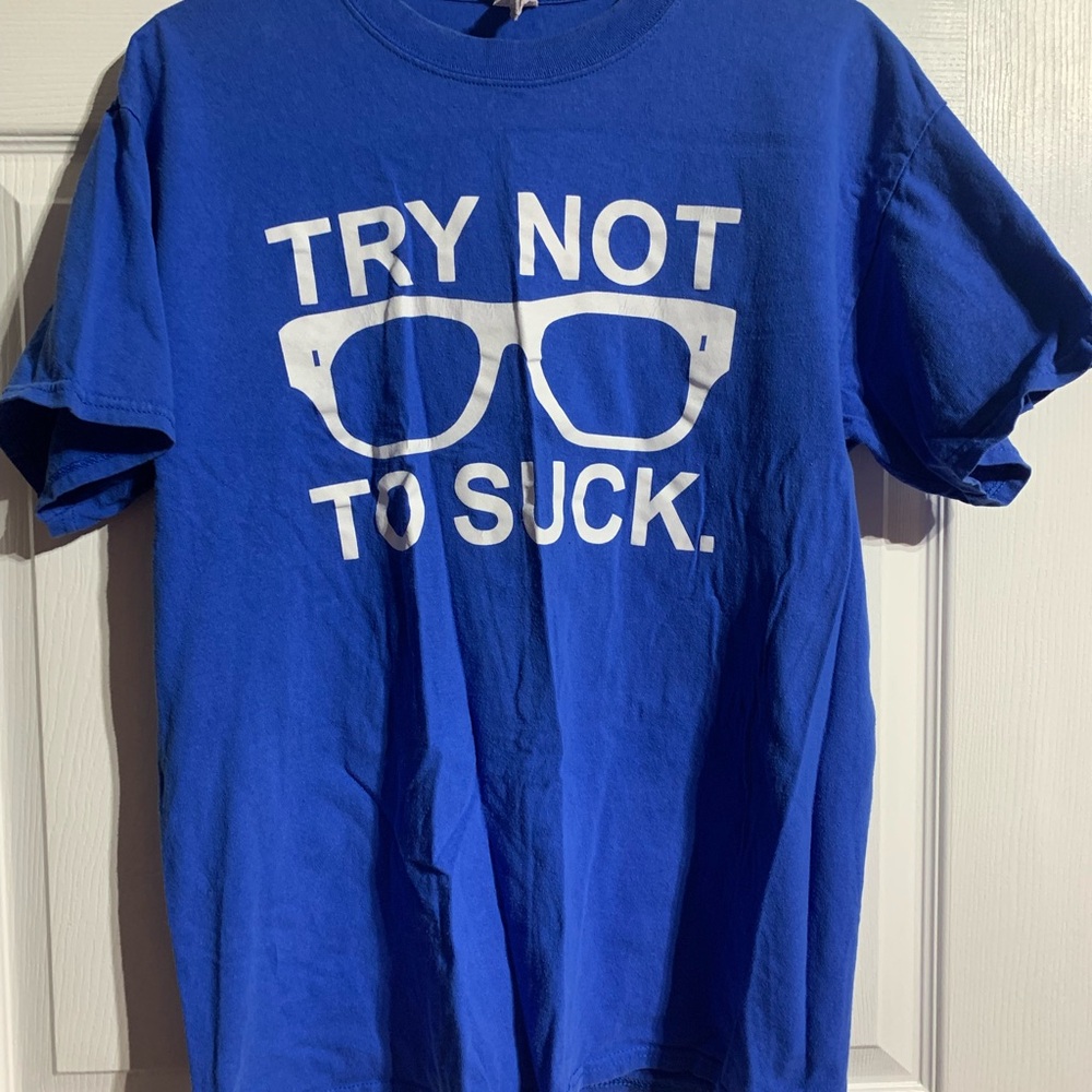 Blue Short Sleeve Tee with Bold Graphic